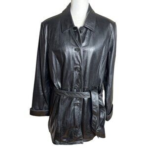 Wilsons Leather Short Trench Black Coat Detachable Liner Capsule Luxury Wom XL